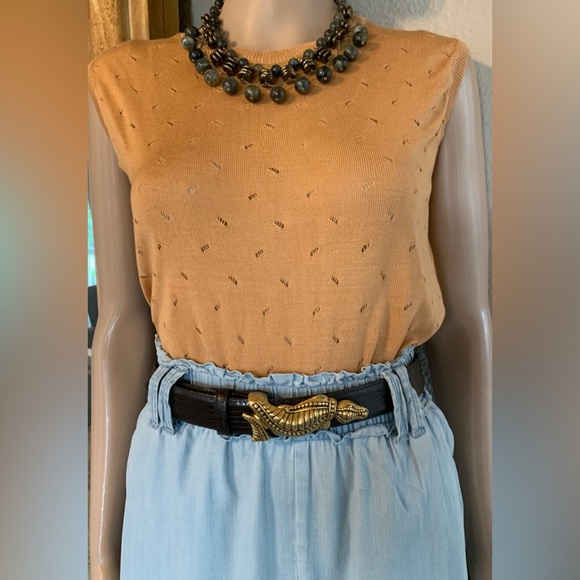 “RARE” CARLISE LEATHER BELT WITH METAL ALLIGATOR BUCKLE - MEDIUM - Picture 6 of 11